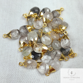 Natural Black Rutile Gemstone Connector, Single Bail Connector, Jewelry Makings Supply, DIY Component Jewelry, Silver/Gold Plated Connector